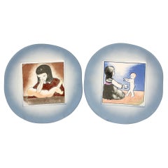 Retro Heljä Liukko-Sundström For Arabia Limited Edition Mother & Child Wall Plates