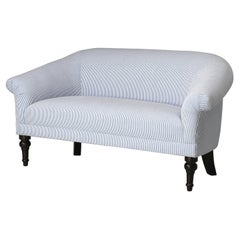 Settee or Small Sofa Covered in Schumacher Seersucker Fabric