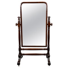 Antique 19th Century English William IV Mahogany Cheval Mirror