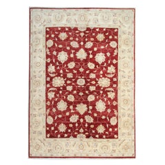 Handmade Carpet Red Wool Ziegler Rug Traditional Oriental Rug