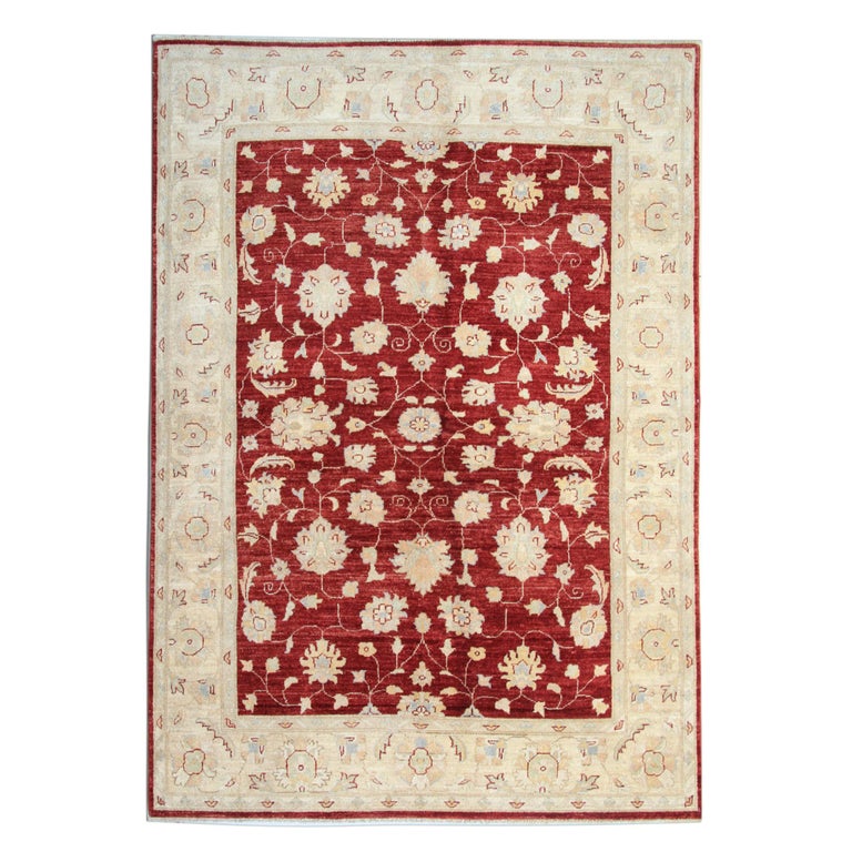Handmade Carpet Red Wool Ziegler Rug, Ziegler Oriental Rug