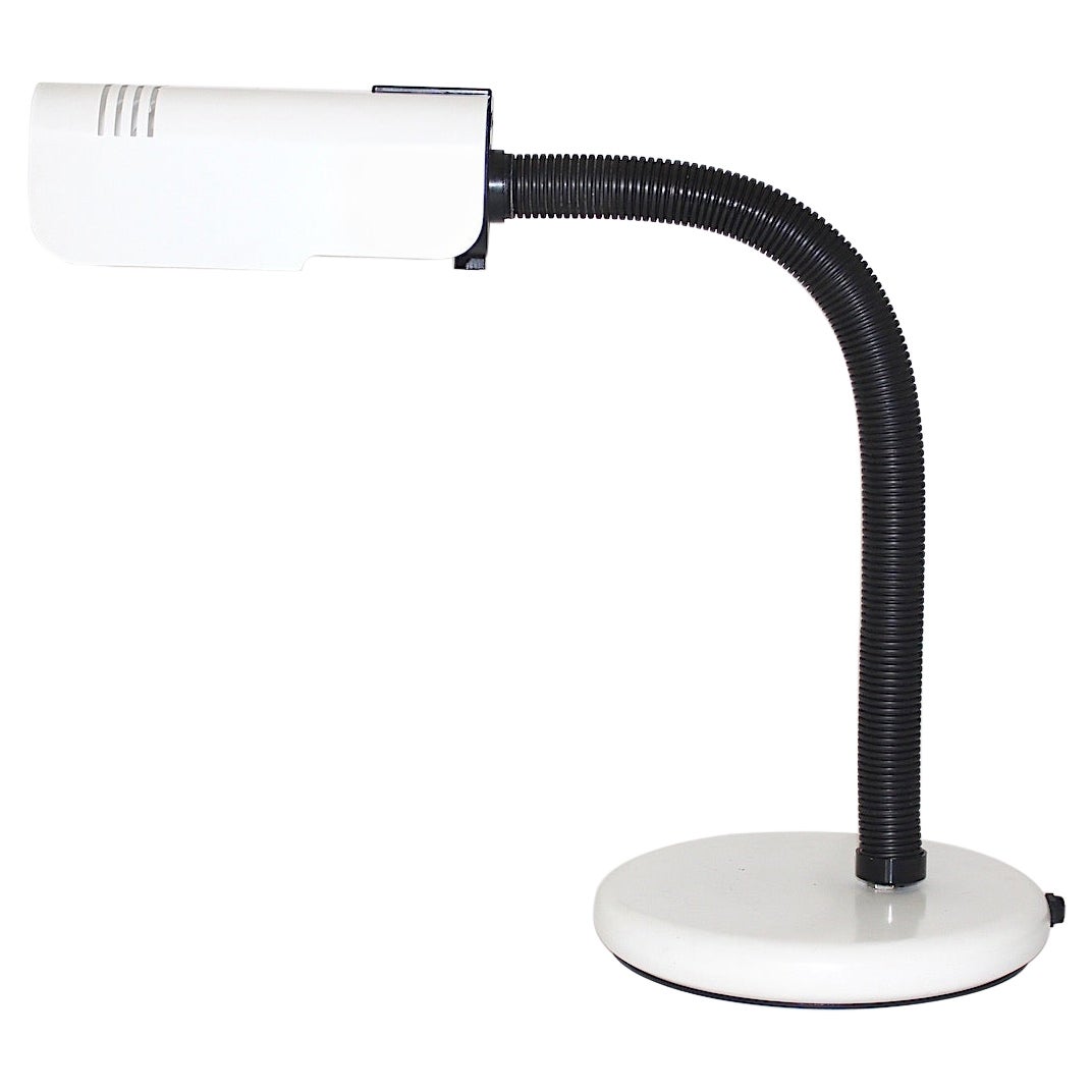 Lampe de bureau noire blanche vintage de l'ère spatiale Targetti, 1970, Italie en vente