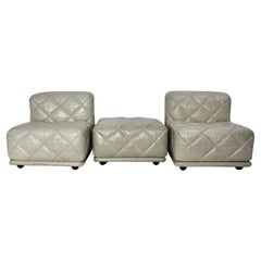 Space Age Vintage Sillones modulares de cuero marfil Wittmann 1970
