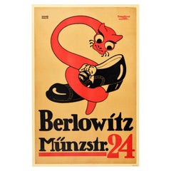 Original Antique Poster Berlowitz Munzstrasse 24 Berlin Germany Shoemaker Snake