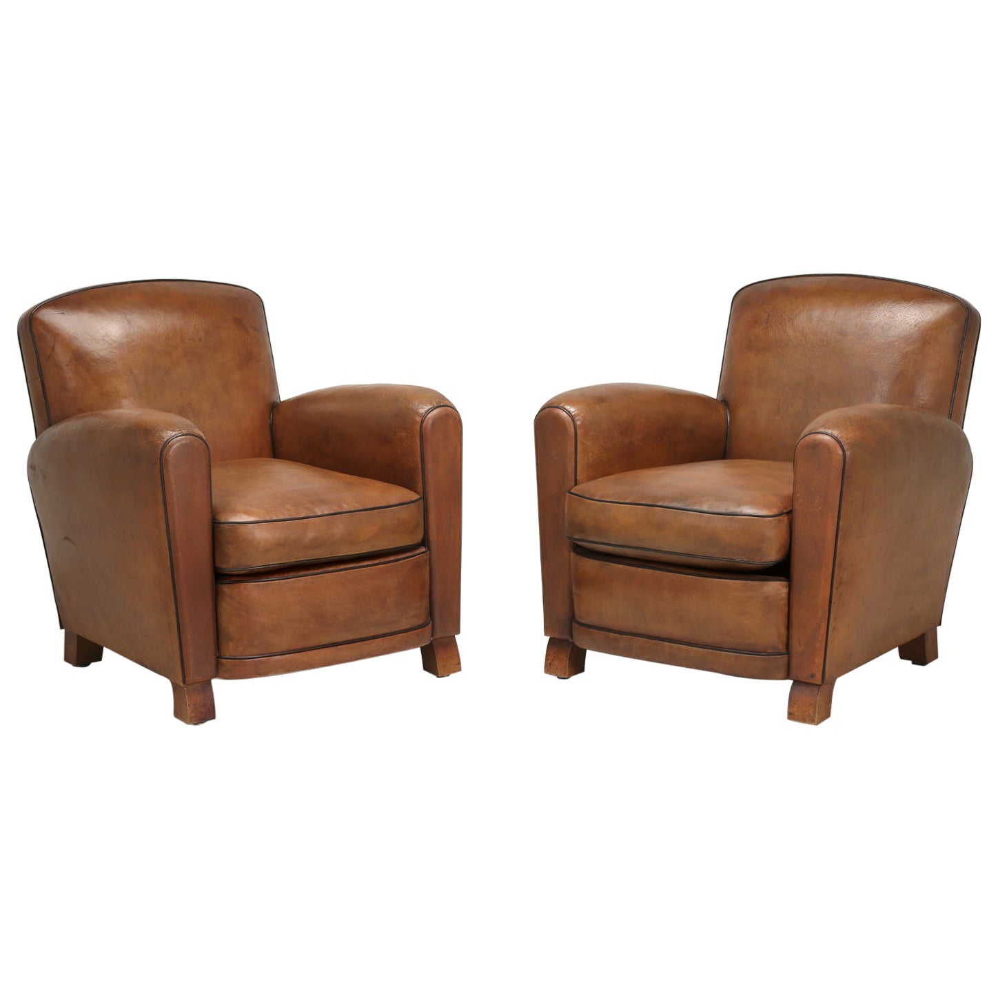 French Leather Club Chairs Thoroughly Restored