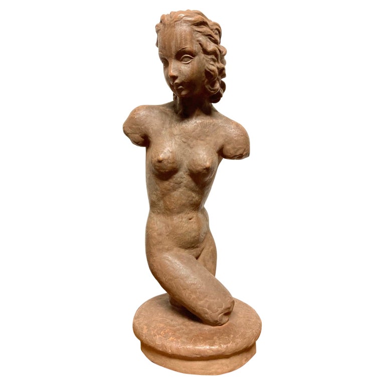 Terracotta Female Nude, Austrian Art Deco, Goldscheider, Vienna Terracotta Female Nude, Austrian Art Deco, Goldscheider, Vienna