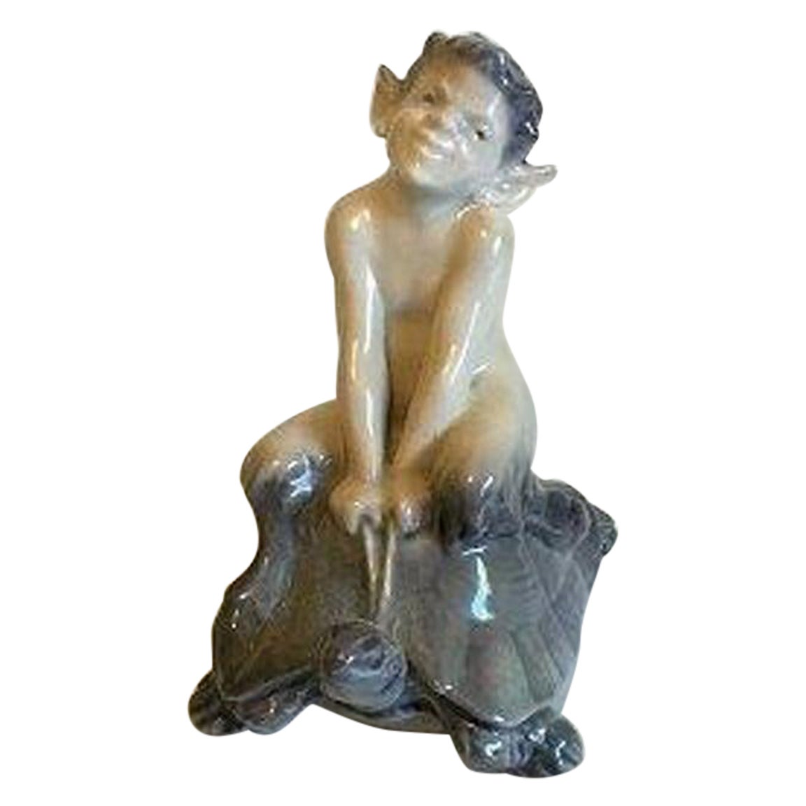 Royal Copenhagen Figurine of Faun on Turtle No 858 For Sale