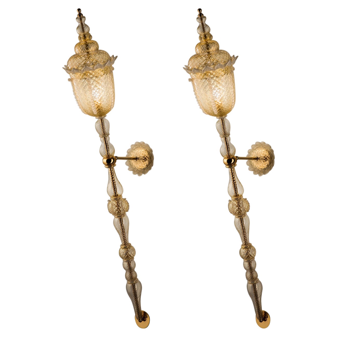 Exceptional and Rich Wall Lights by Signoretto, Murano For Sale
