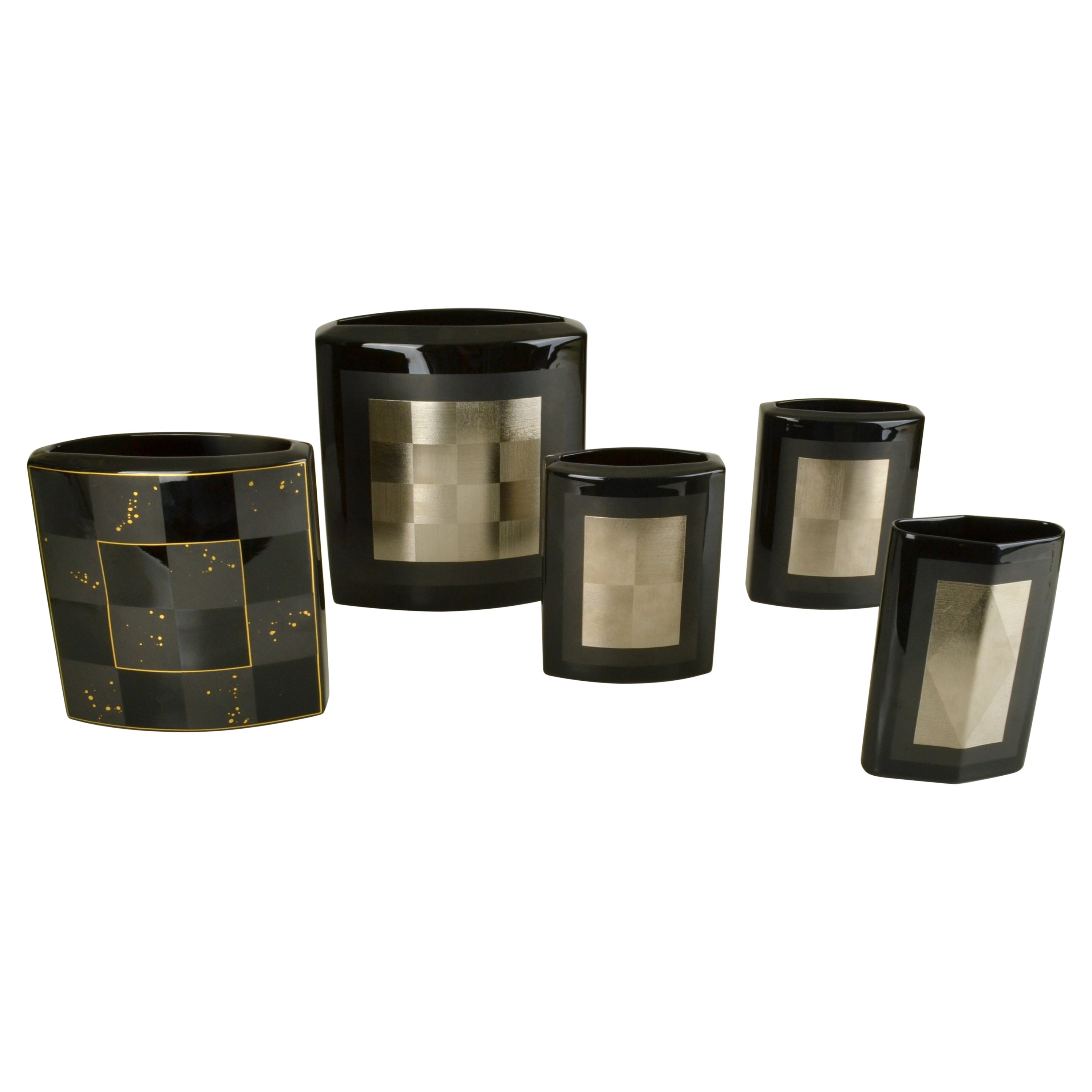 Set of Five Rosenthal Vases Black Studio-Line by Dresler and Treyden For Sale