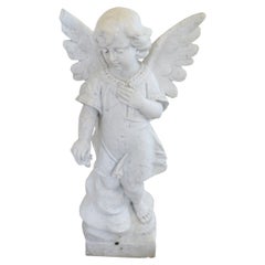 20th Century Italian Sculpture in Precious White Marble of Carrara, Angel