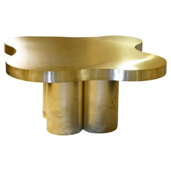 Flair Edition Free-Form High Coffee Table in Natural Brass, Italy, 2021