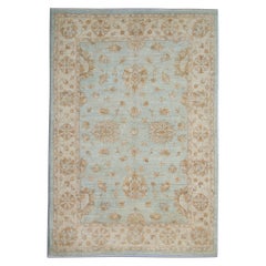 Handwoven Blue Rug Carpet Traditional Floral Area Rug All Over Design