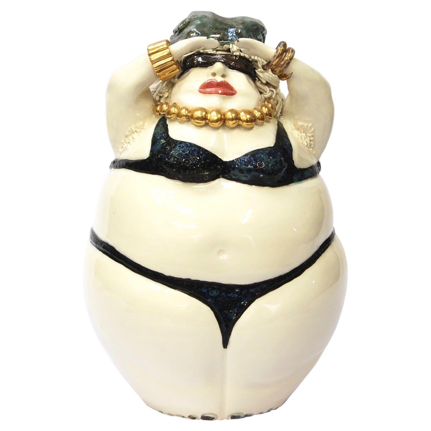 Sunbathing Lady Decorative Centerpiece, Handmade Italy, 2020, Hand-Crafted For Sale