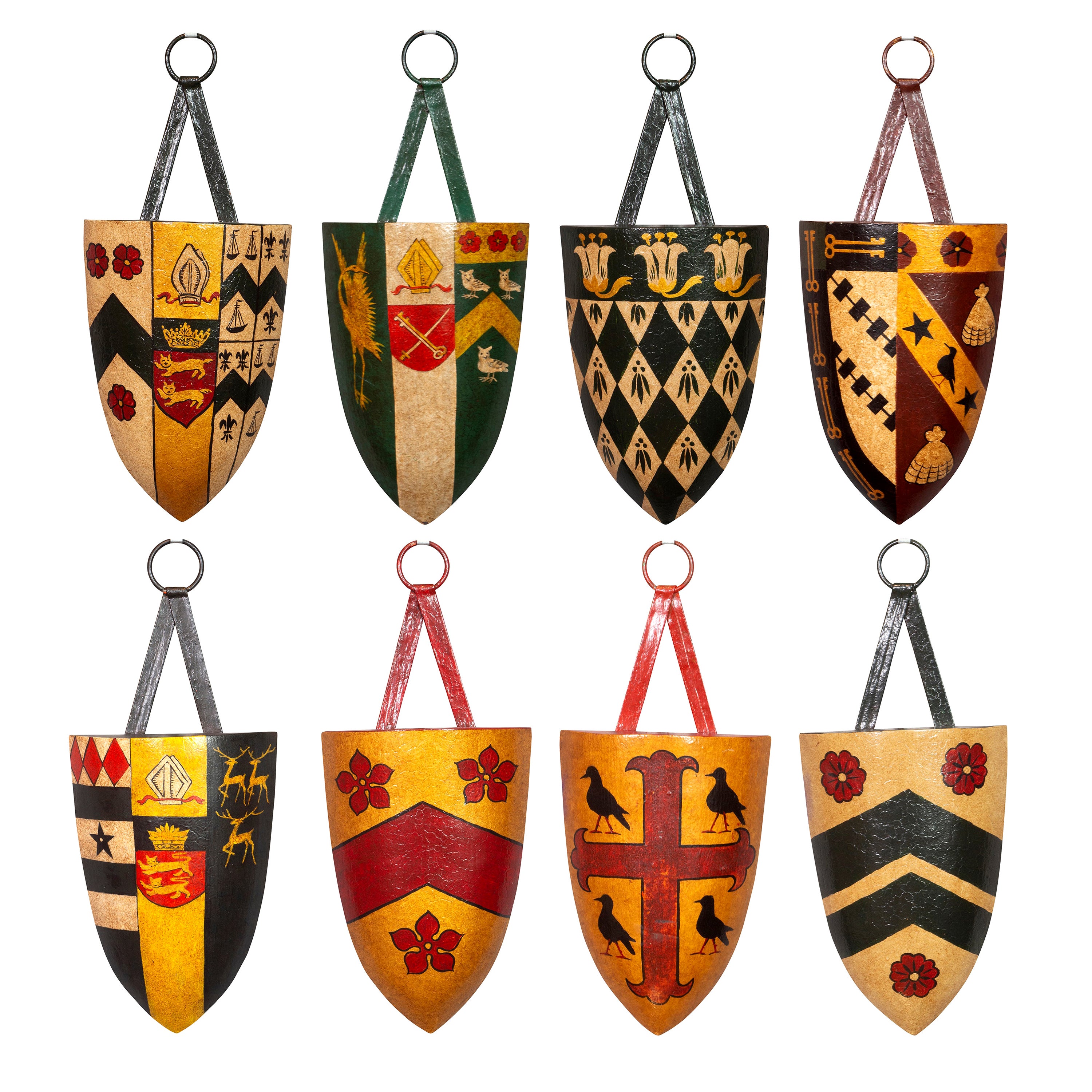 Set of Eight Painted Tole Shield Form Crests Of Oxford Colleges