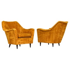 Retro Pair of Italian Armchairs by or in the Style of Ico Parisi, Italy, circa 950