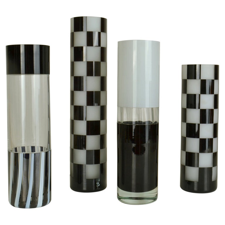 Set of Black and White Glass Vases at 1stDibs