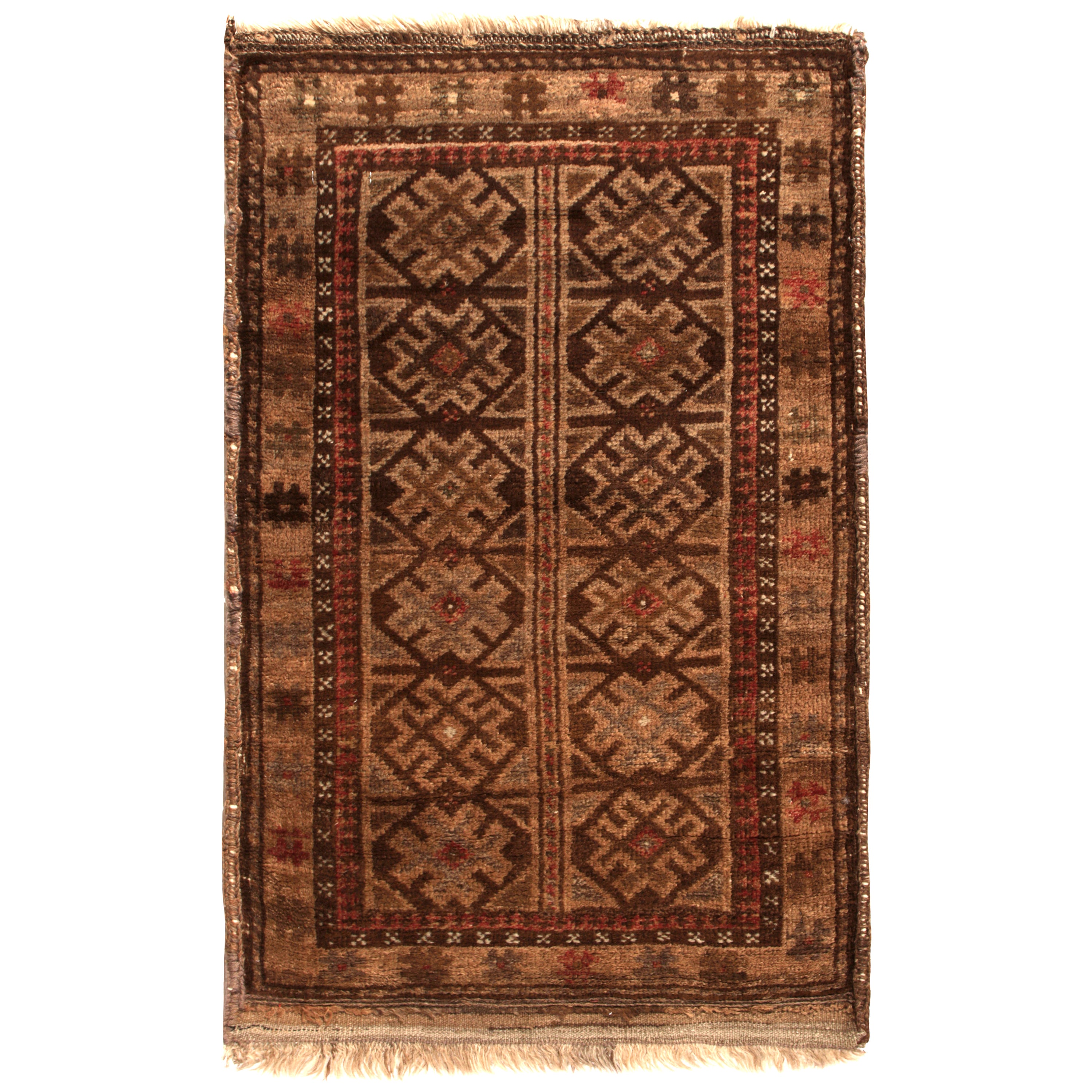 Antique Baluch Beige Brown Wool Persian Rug by Rug & Kilim For Sale