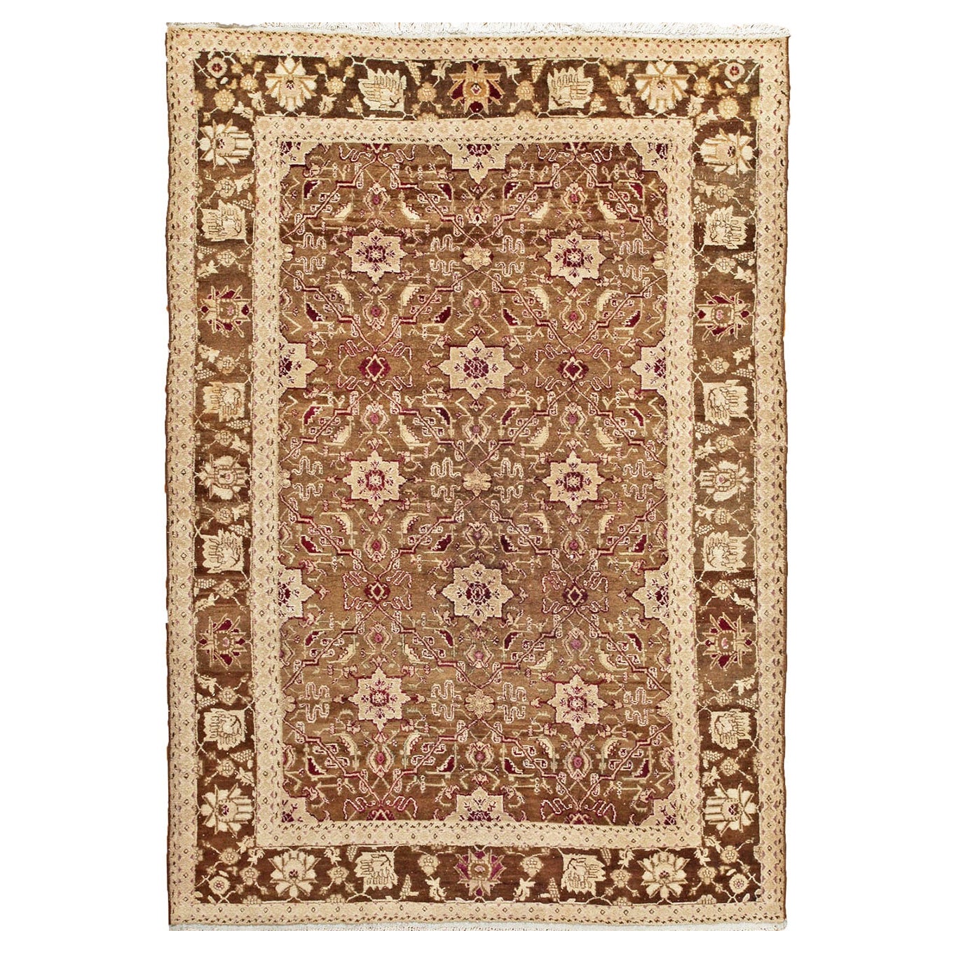 Antique Indian Agra Rug. Size: 5 ft 9 in x 8 ft 5 in  For Sale