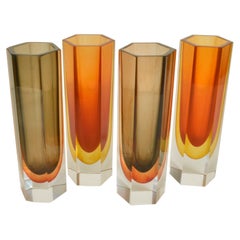 Set of Faceted Glass Vases