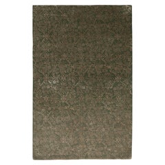 Rug & Kilim's Tapis de style européen noué à la main Beige-Brown Green Floral Pattern
