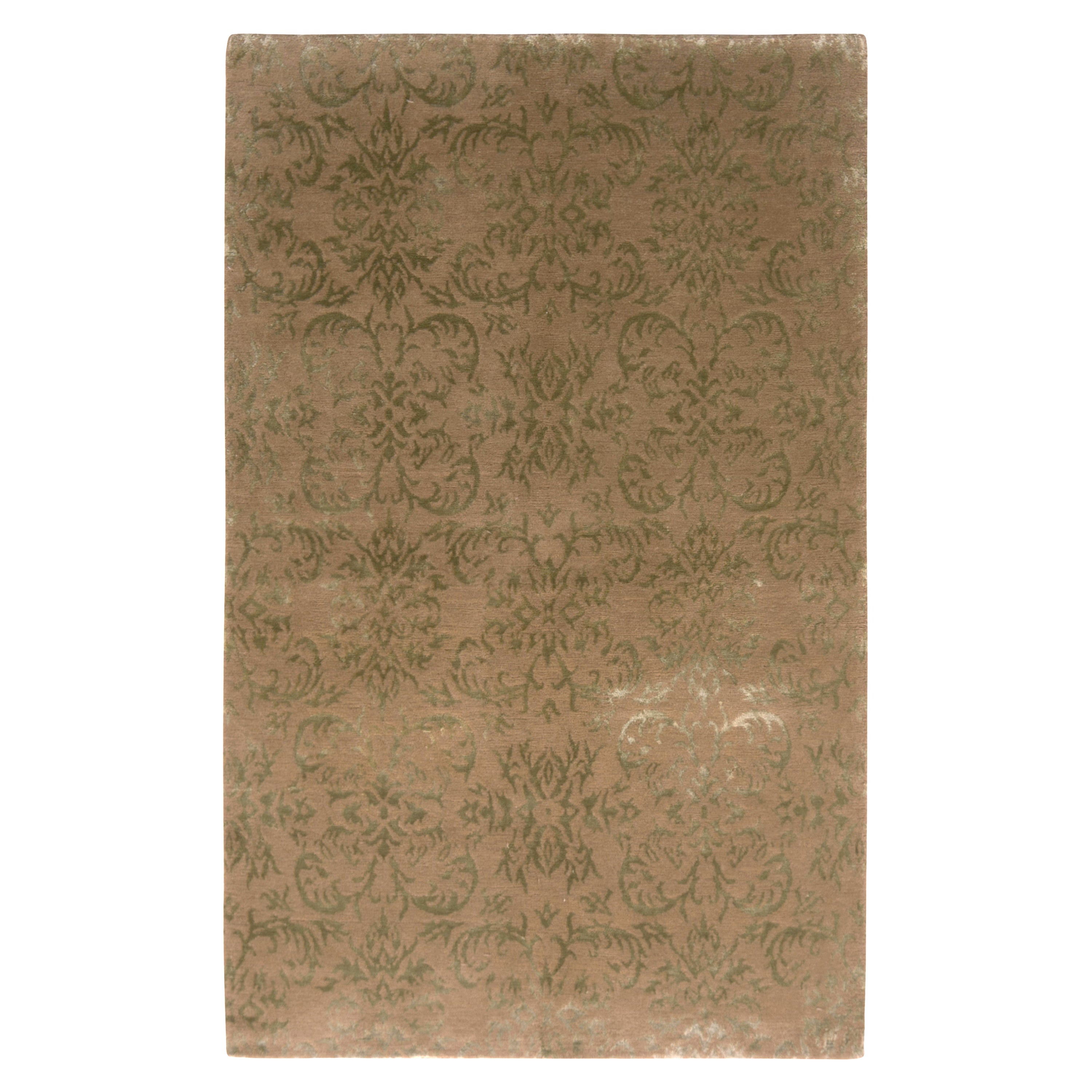 Rug & Kilim's Handgeknüpfter Teppich im europäischen Stil Beige-Braun Grün Florales Muster