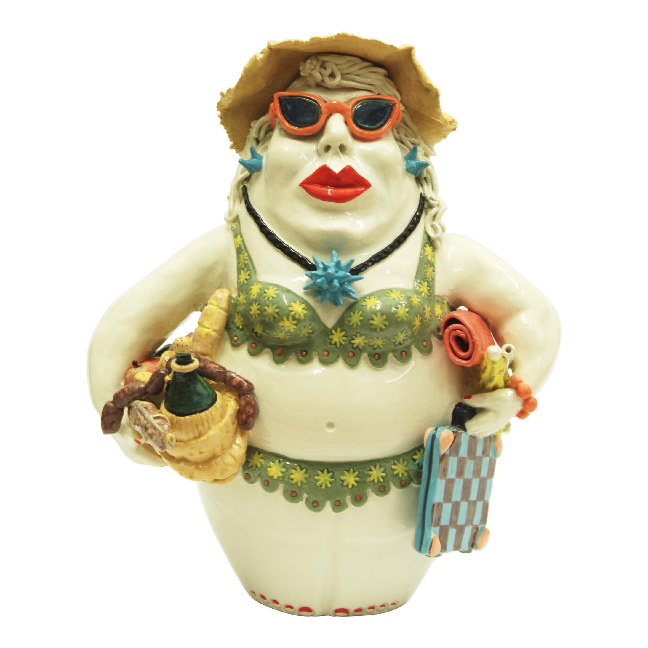 Picnic Fashion Lady, Decorative Centerpiece Handmade Italy 2020, Hand-Crafted