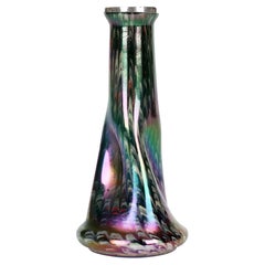 Josef Rindskopf Jugendstil Vase aus irisierendem:: silberfarbenem Kunstglas