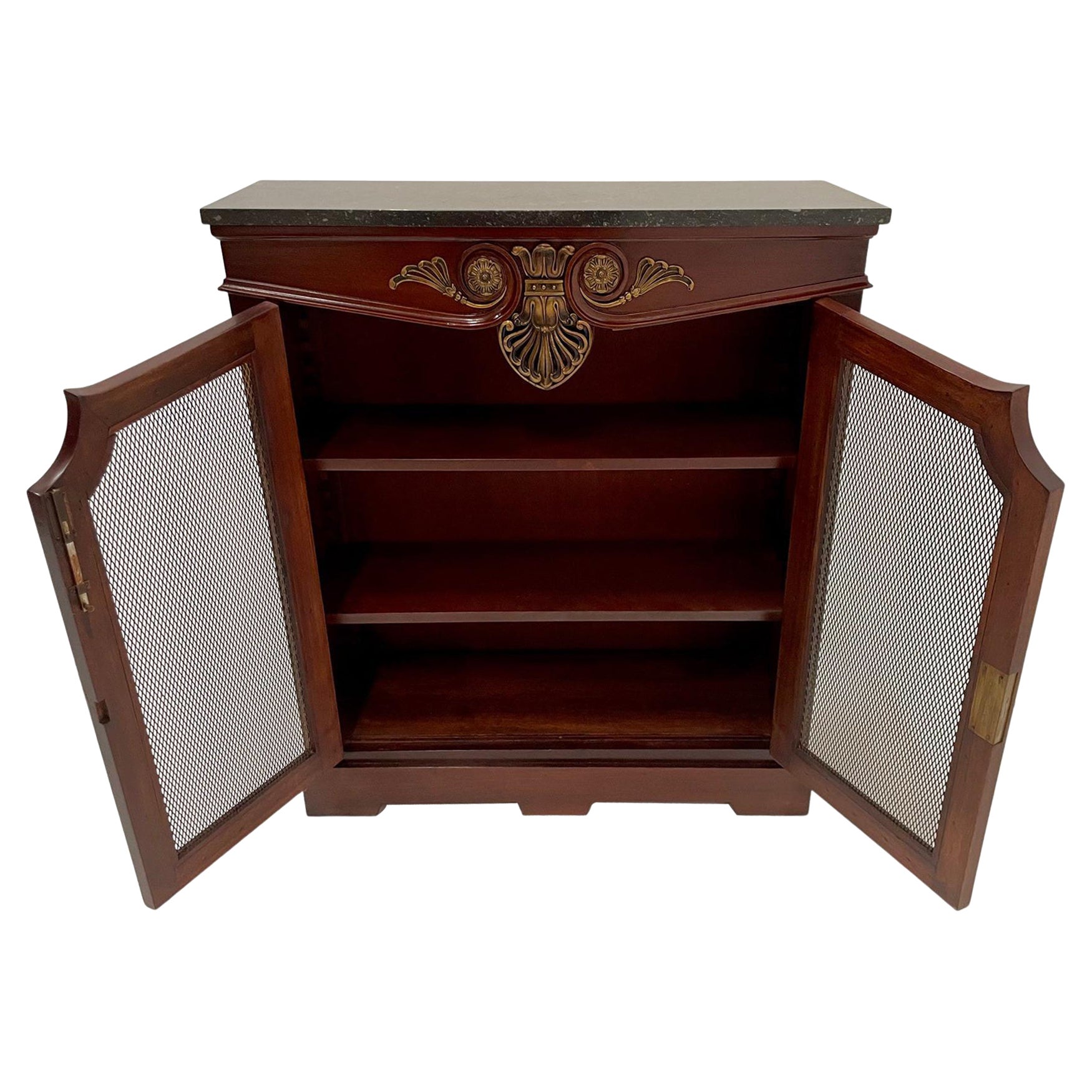 Rich Regency Style Mahogany Bookcase with Brass Mesh Doors