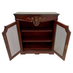 Antique Rich Regency Style Mahogany Bookcase with Brass Mesh Doors