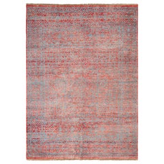 Rug & Kilim’s Modern Rug in All over Red and Blue Geometric Pattern