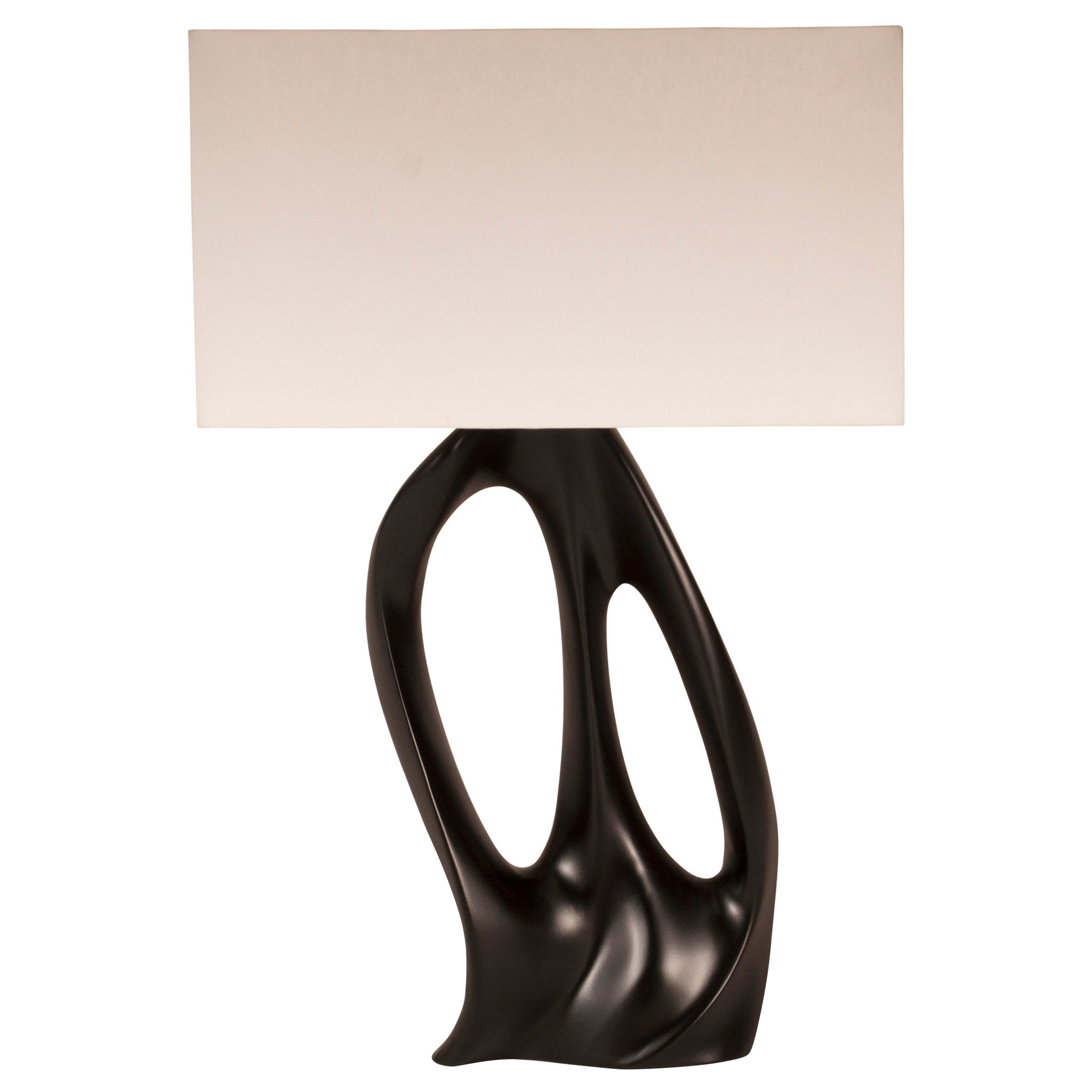 Amorph Ana Table Lamp in Black Lacquer and Ivory Silk Shade