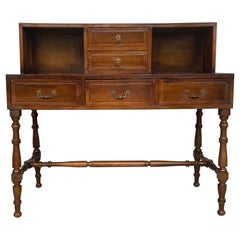 Antique French Provincial Plantation Style Walnut Secretary Desk with Shelves