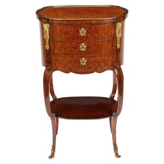 Fine 19th Century Parquetry Louis XV/XVI Transitional Style Side Table