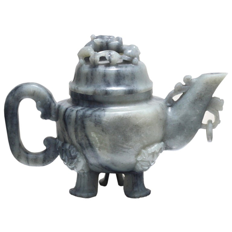Chinese Jade Teapot and Cover For Sale