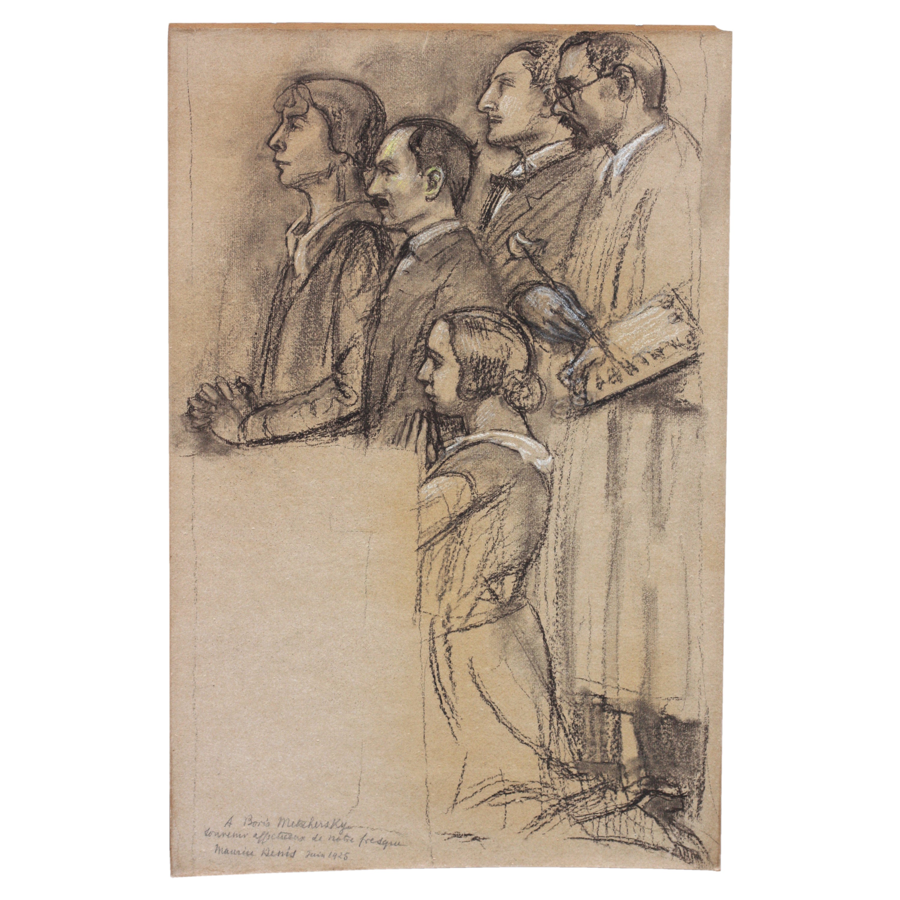 Maurice Denis Drawing Black & White Chalk/Paper For Sale