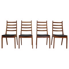 Kai Kristiansen Set of 4 Teak Ladder Back Dinning Room Chairs, 1960's, Denmark