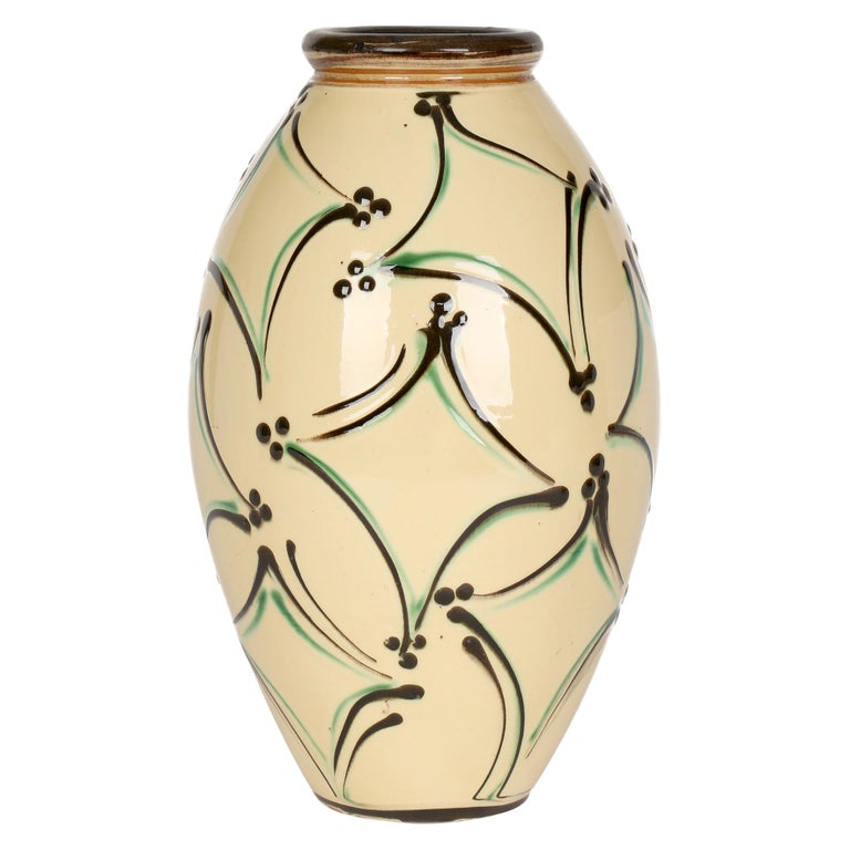 Herman August Kahler Danish Art Nouveau Large Art Pottery Vase For Sale