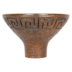 Arnold Wiigs Fabriker 'AWF' Finnish Brutalist Textured Stoneware Pedestal Bowl