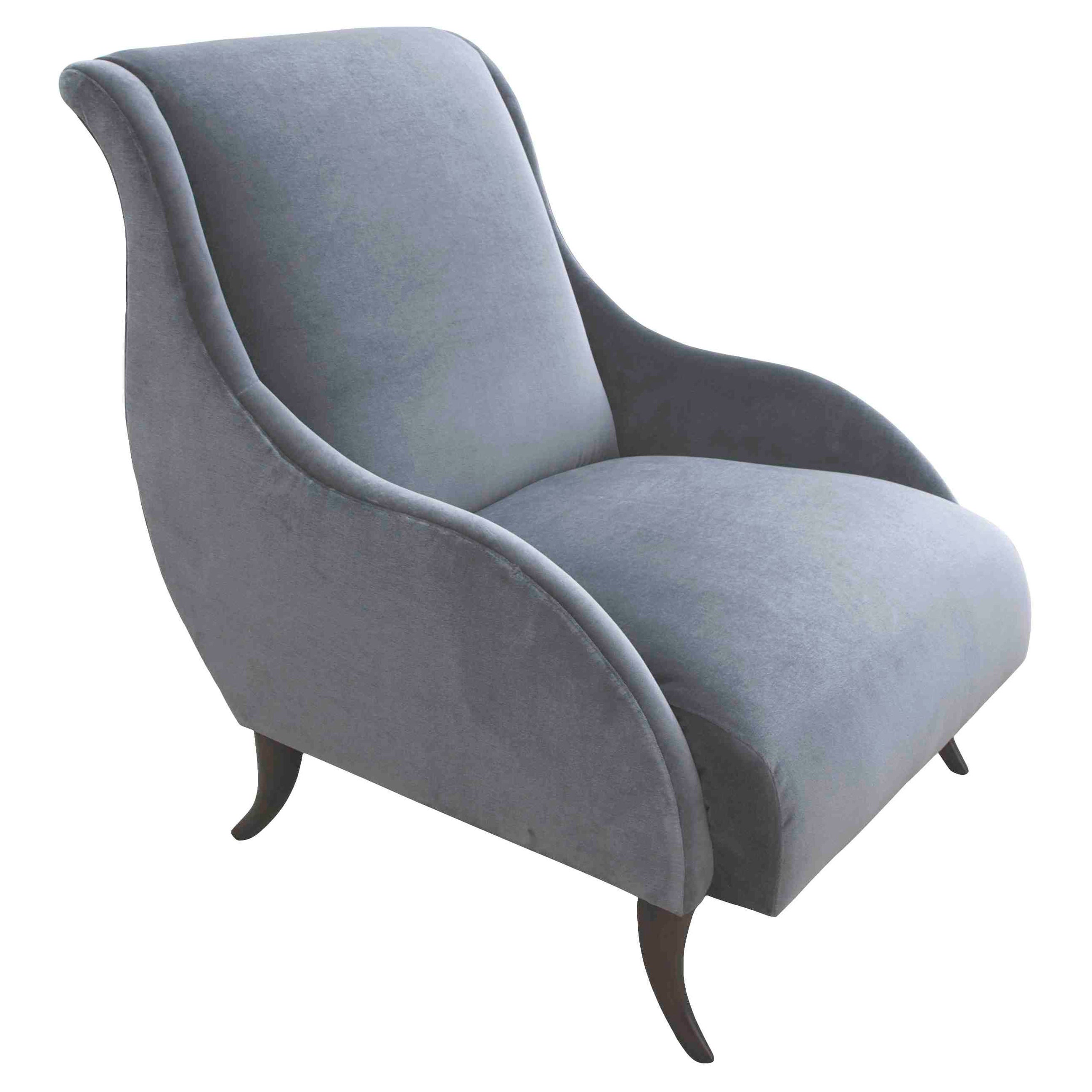 Slope Curved Arms Armchair with Loose Cushion For Sale