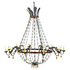 Bronze Sculpted Chandelier with Custom Beads