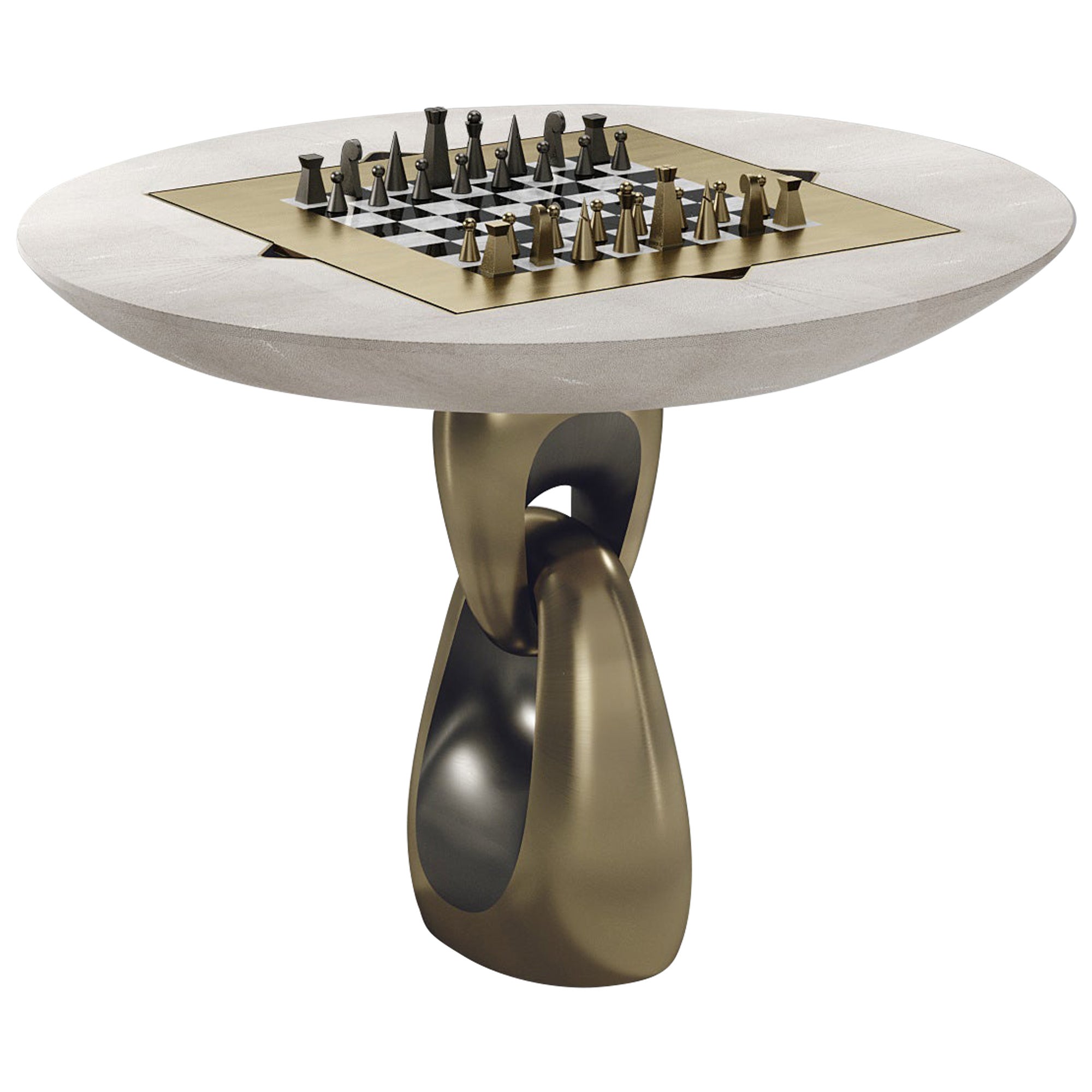 Shagreen Game Table with Bronze-Patina Brass Accents R&Y Augousti