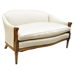 Vintage French Provincial Hollywood Regency Upholstered Settee Loveseat Sofa