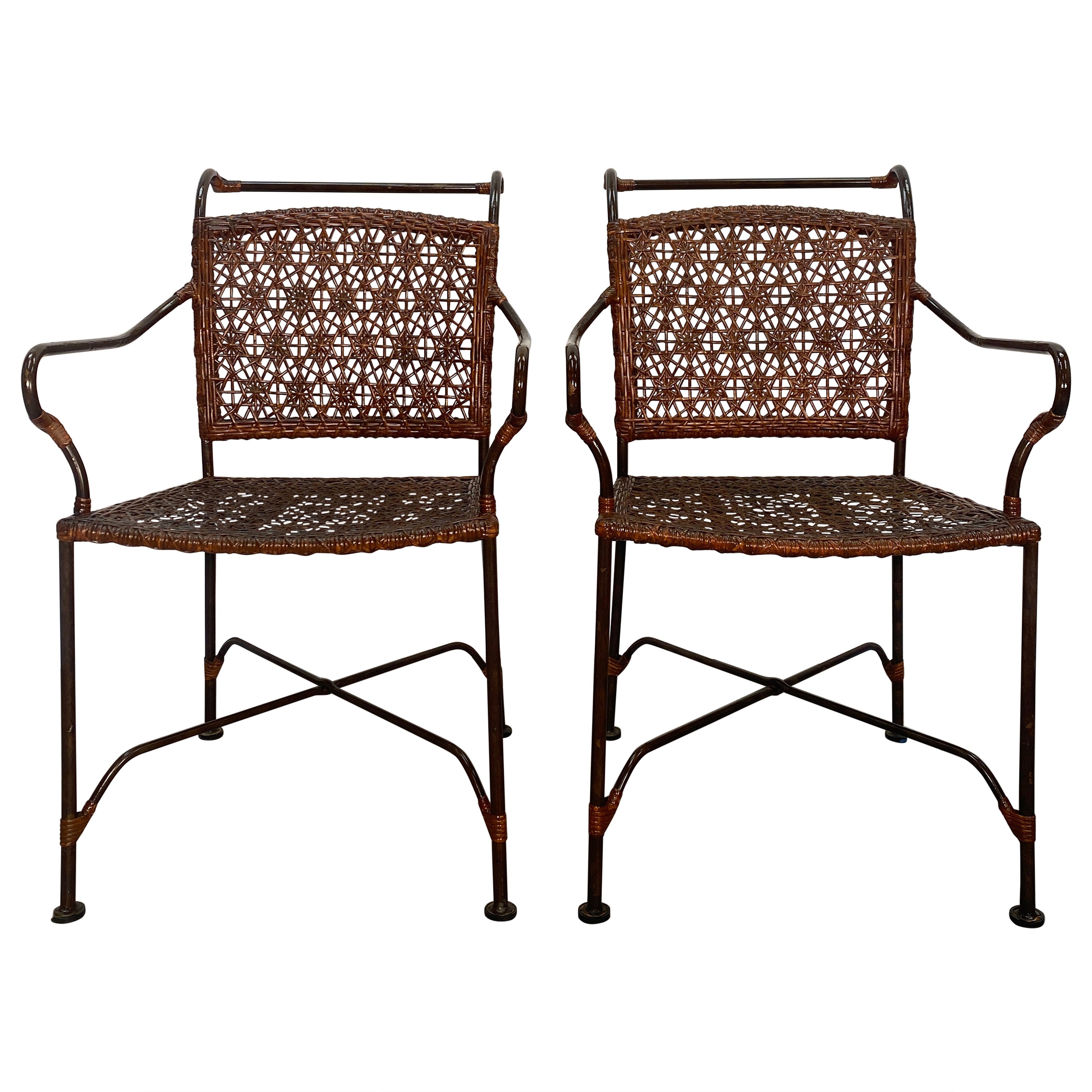 Pair of 20th Century Boho Style Bar Chairs For Sale