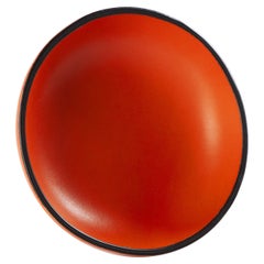 Handmade Luxury Leather Bowl in Sunset Orange and Black
