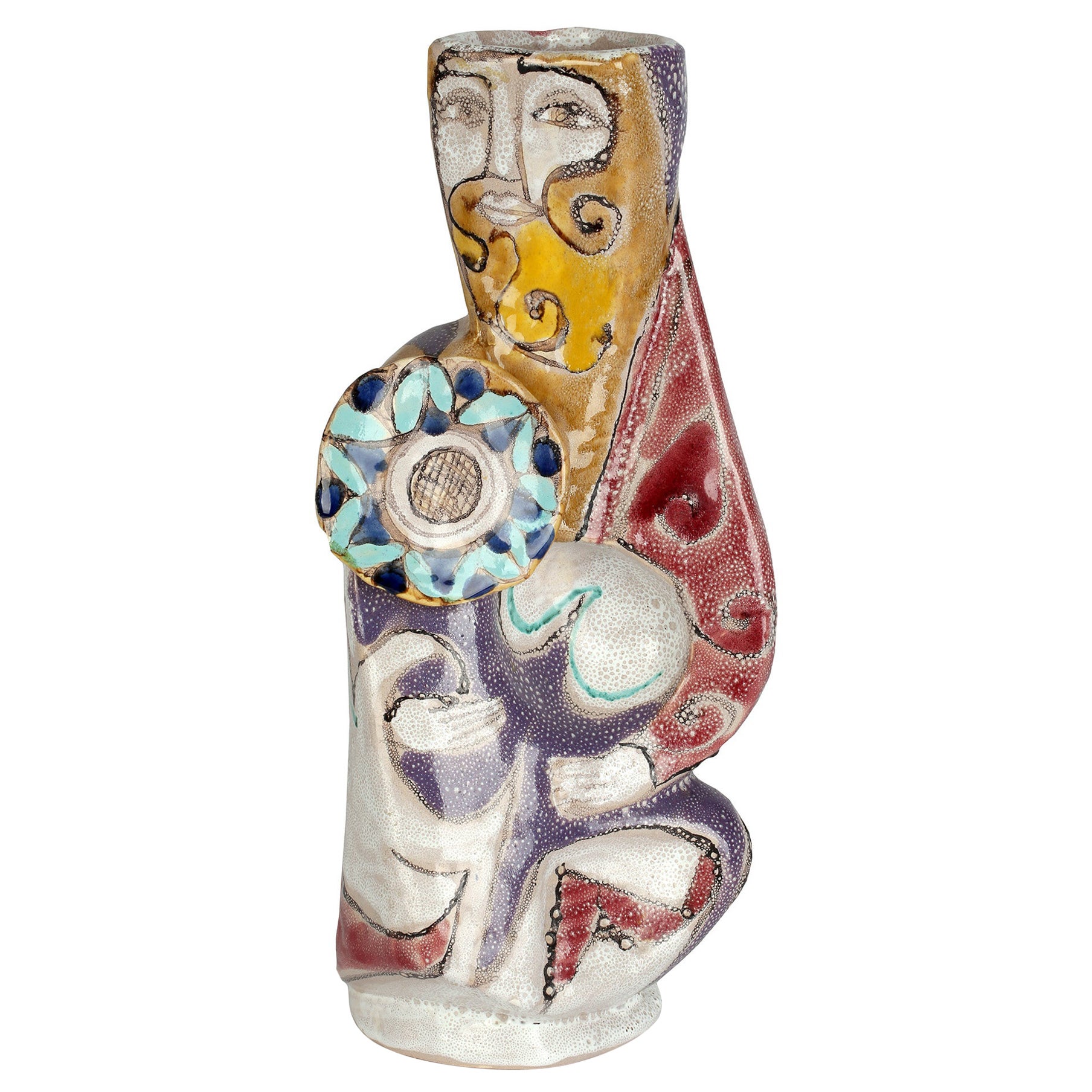 Vase sculptural italien figuratif en poterie « Guerriero » d'Elio Schiavon