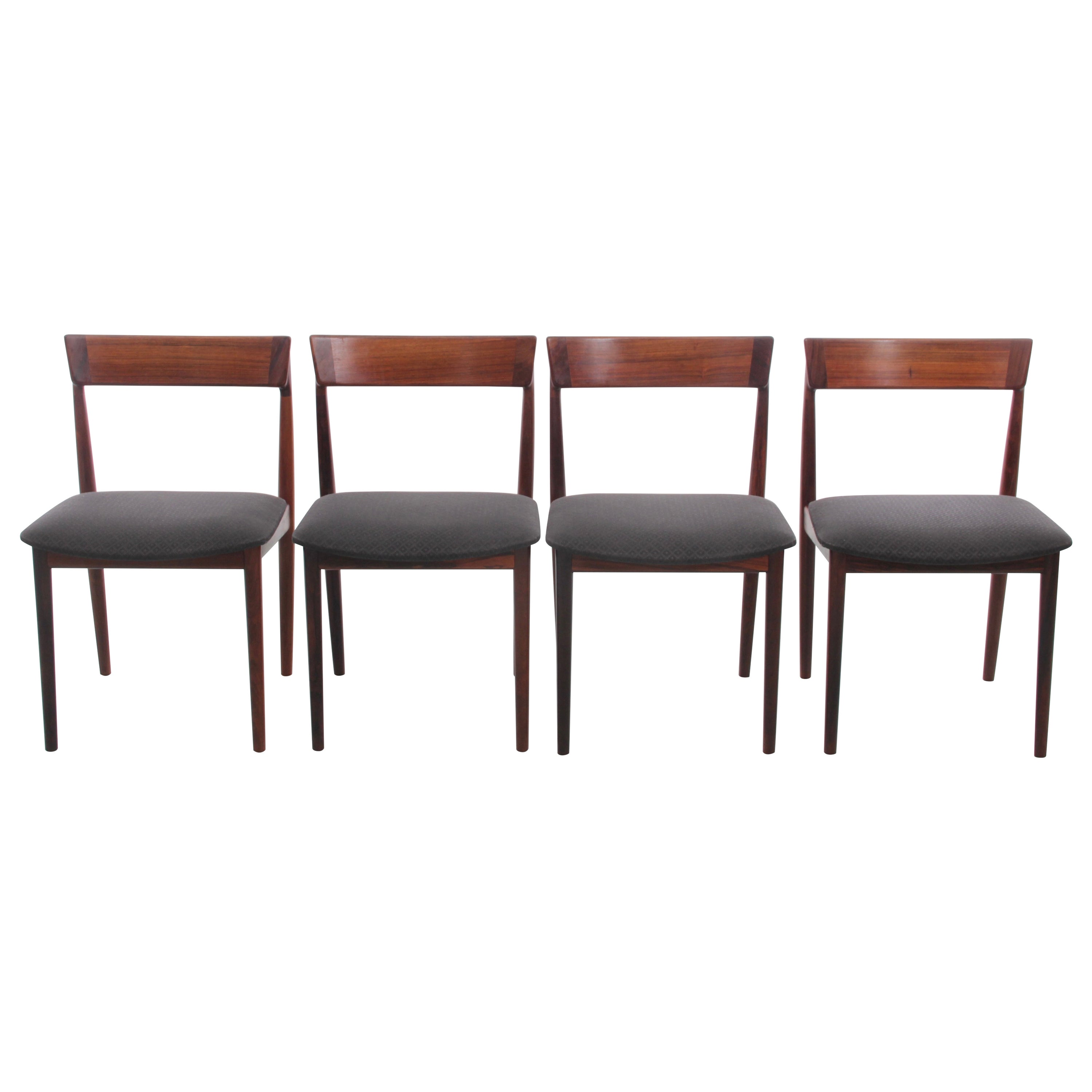 Mid-Century Modern Scandinavian Set of 4 Chairs in Teak, Harry Rosengren Hansen For Sale