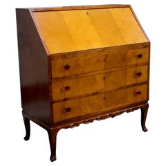 Swedish Neoclassical Drop-Leaf Secretary Writing Desk of Flame Birch