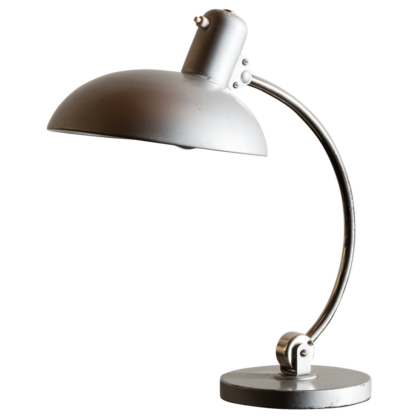 Christian Dell President Desk Lamp in Chrome and Silver Lacquer, Germany, 1930s For Sale