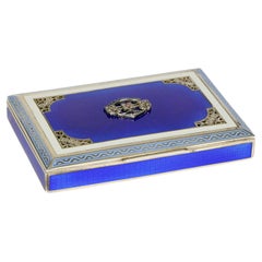 Viennese Austrian Silver Gilt Guilloche Enamel Gem Set Box