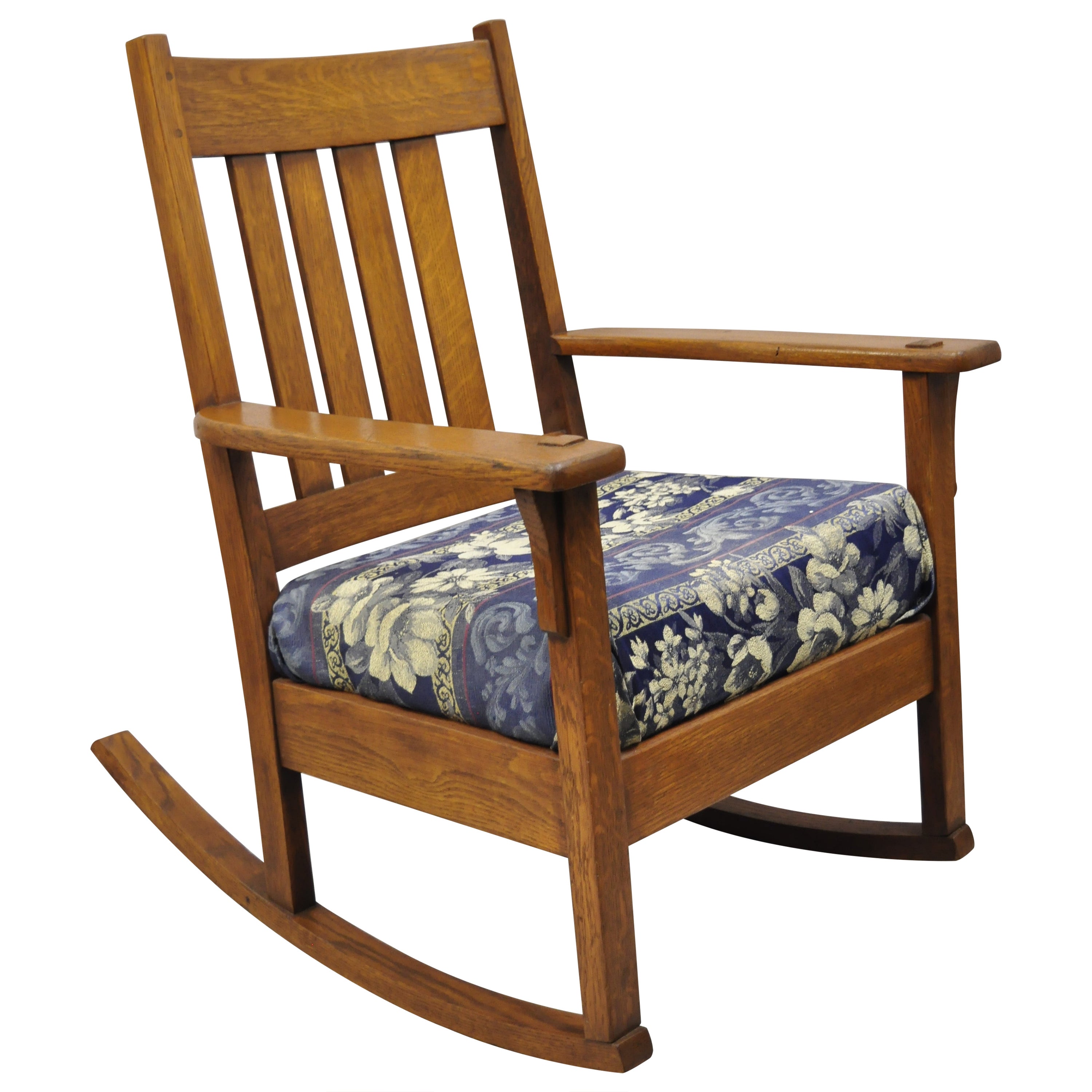 J.M. Young & Sons Antique Mission Oak Arts & Crafts Rocker Rocking Chair For Sale